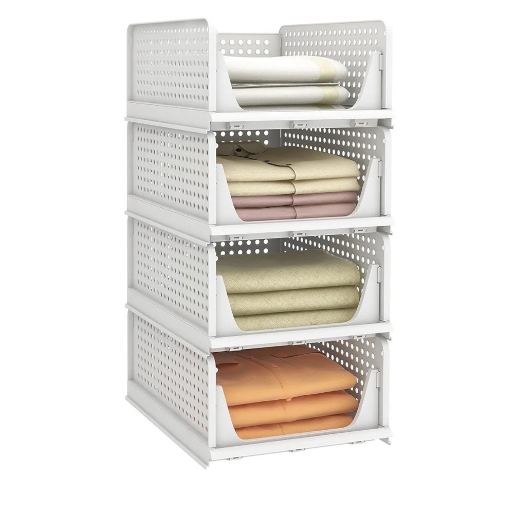 White Stackable Storage Bins